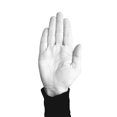 hand gestrekt gebonden
